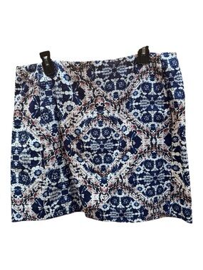 Joe Fresh Blue White Floral Print Skirt Size 12 Lined Cotton Mini Skirt